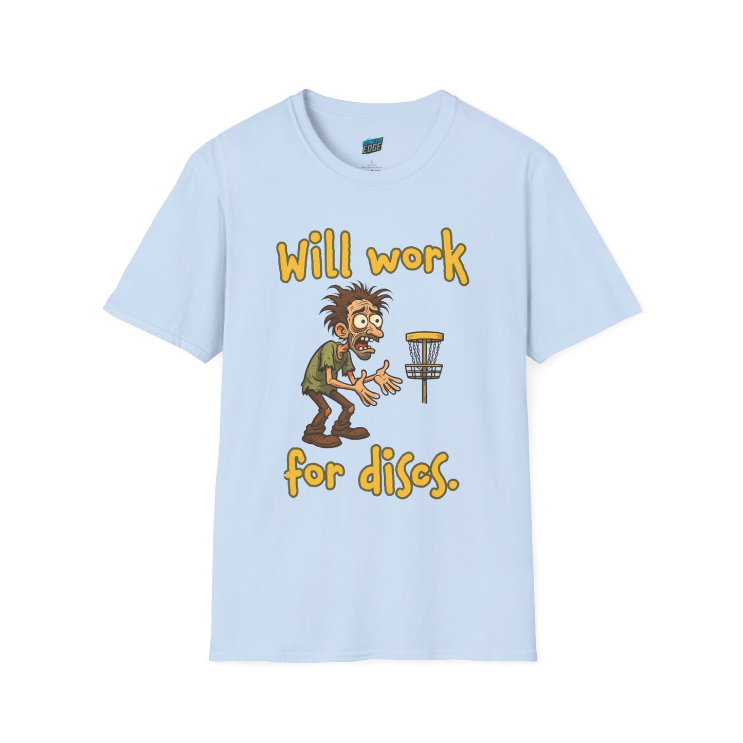 Will Work For Discs Disc Golf Humor Men's Basic T-Shirt