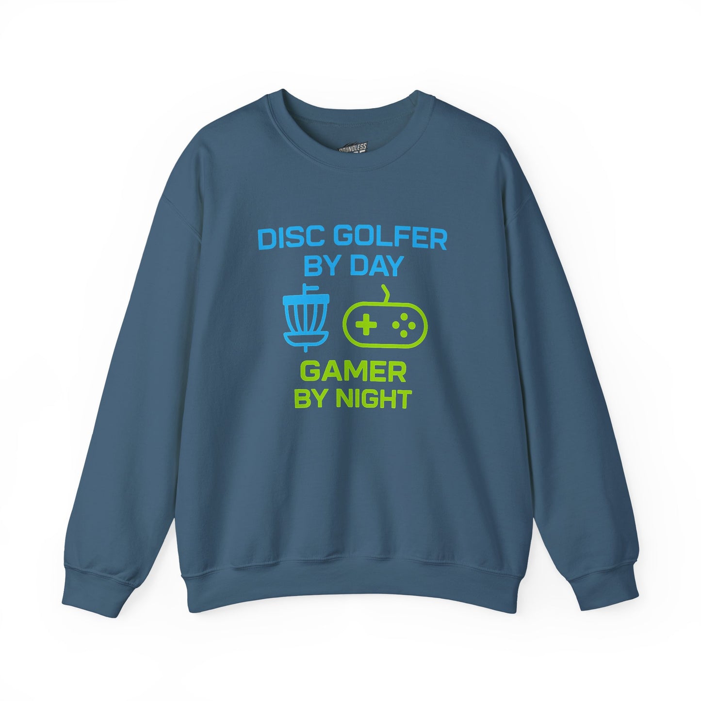 Disc Golfer by Day, Gamer by Night Men's Basic Crewneck Sweatshirt (Classic Fit)