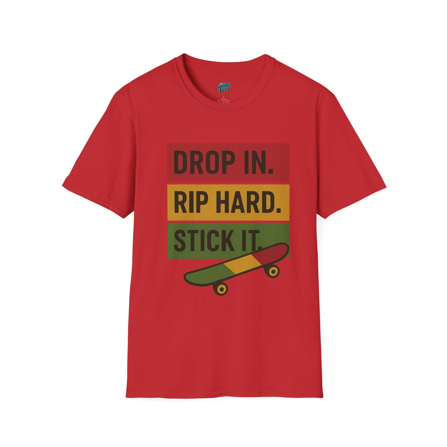 Drop In. Rip Hard. Stick It. Skateboarding Men's Basic T-Shirt