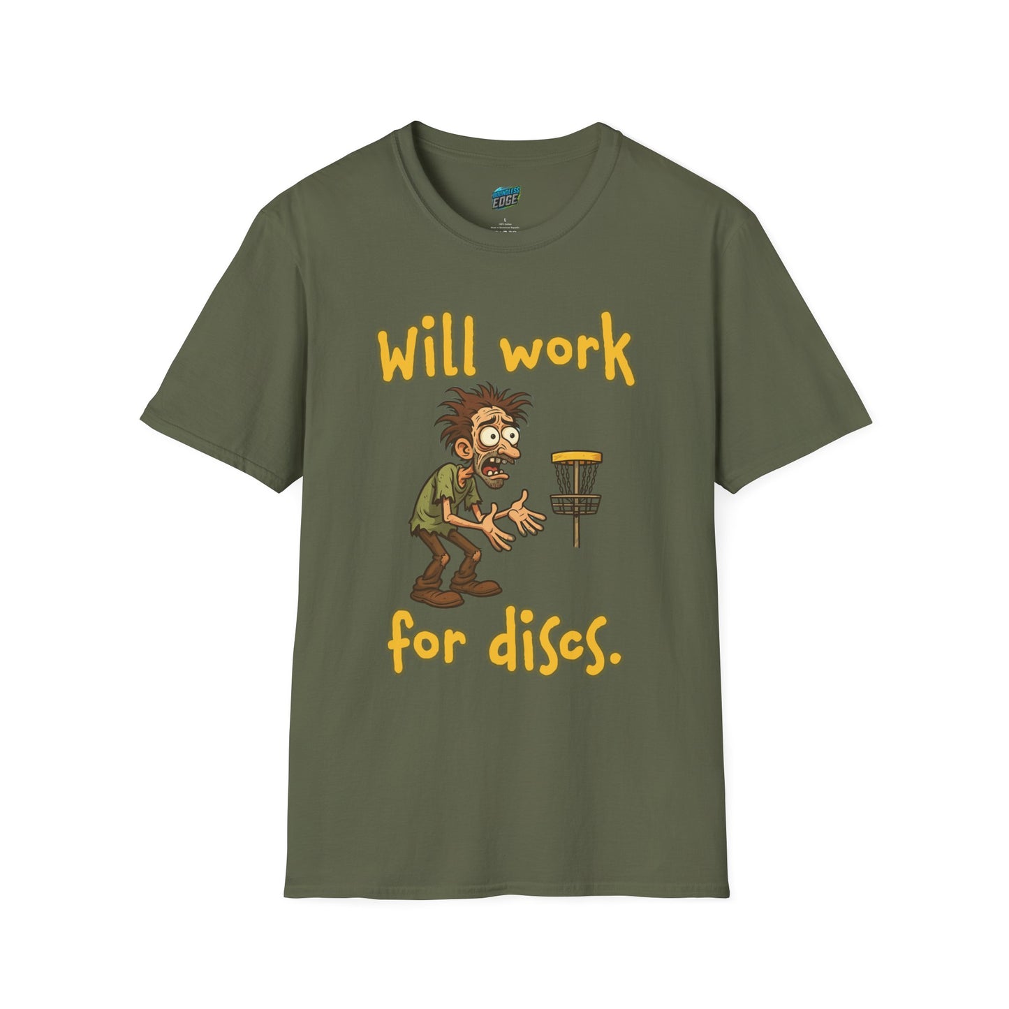 Will Work For Discs Disc Golf Humor Men's Basic T-Shirt