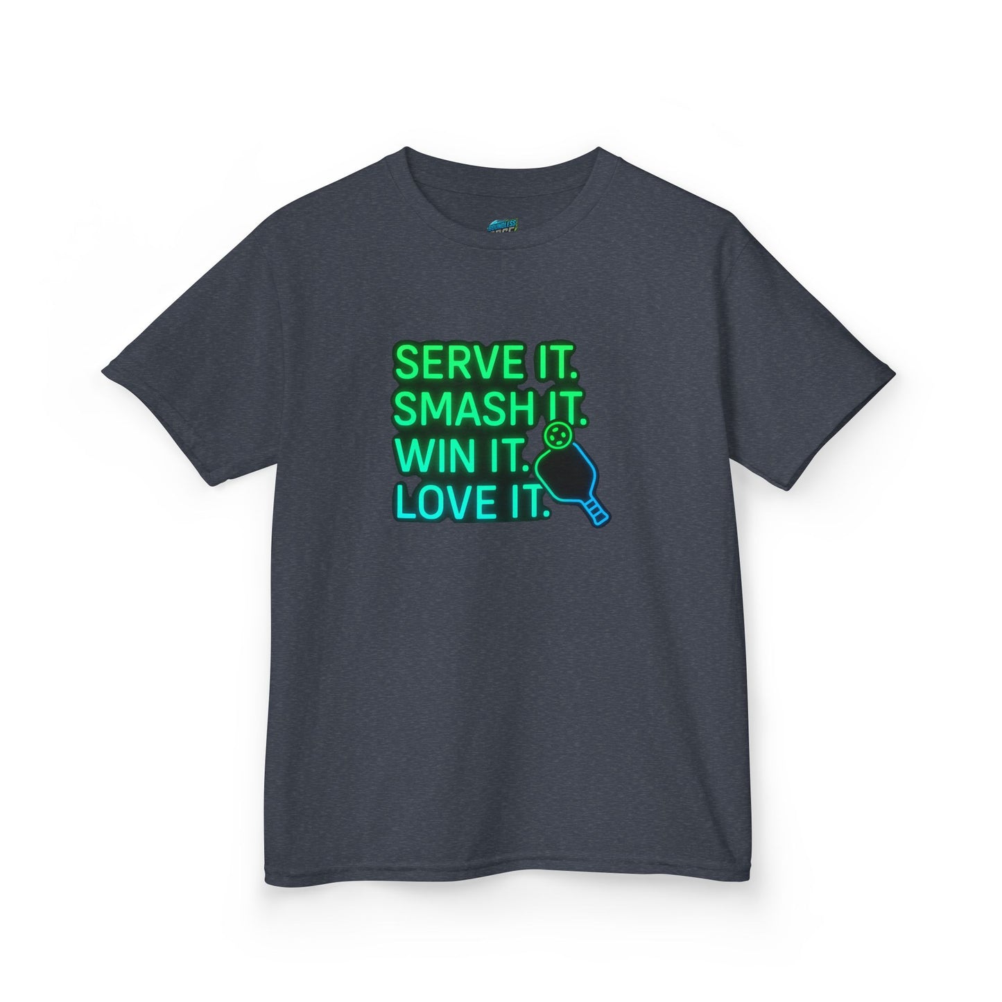 Serve it. Smash it. Win it. Love it. Pickleball Boys' Heavy Cotton T-Shirt