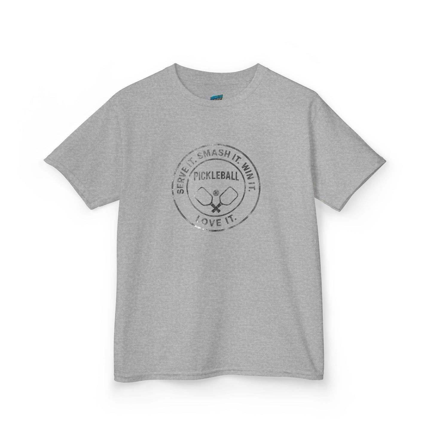 Serve it. Smash it. Win it. Love it. Round Pickleball Girls' Heavy Cotton T-Shirt