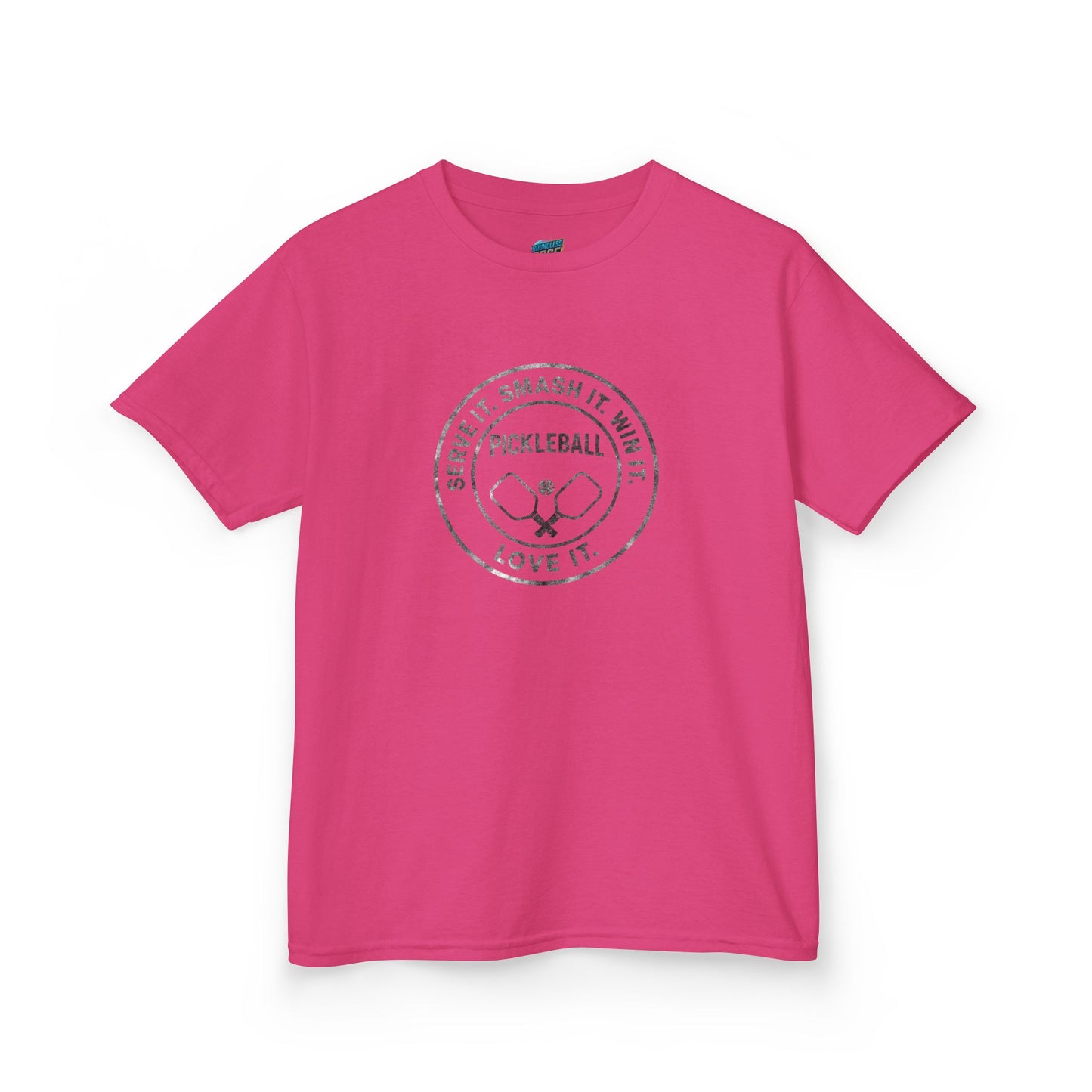 Serve it. Smash it. Win it. Love it. Round Pickleball Girls' Heavy Cotton T-Shirt