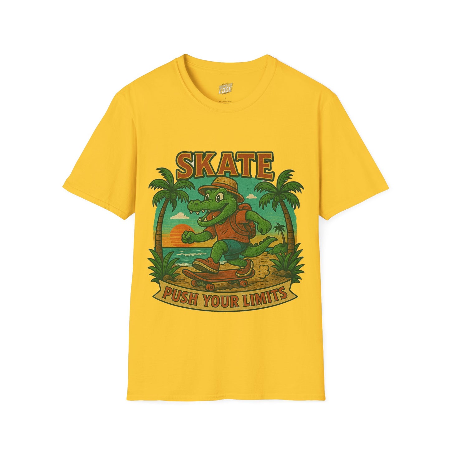 Gator Vibes Skateboarding Edition Men's Basic T-Shirt (Push Your Limits)
