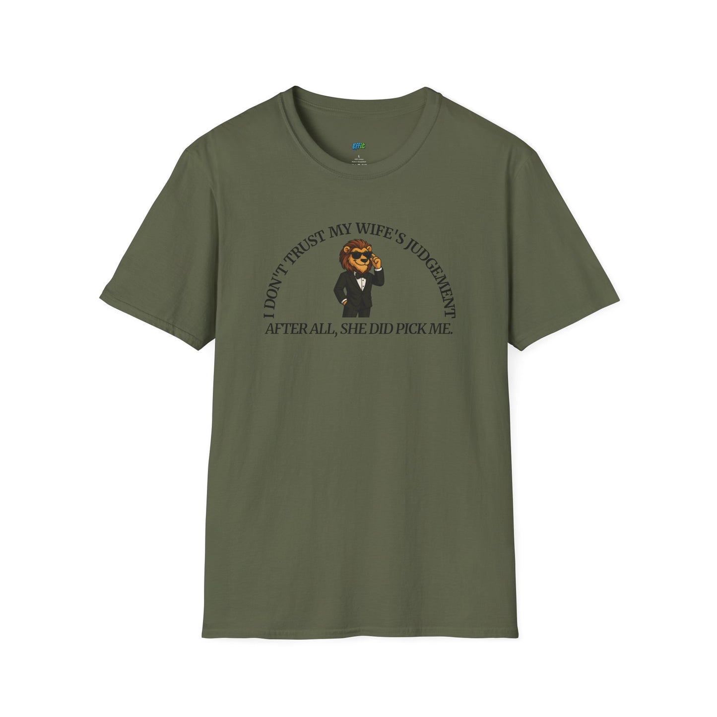 I Don’t Trust My Wife’s Judgement Tuxedo Lion Humor Men's Basic T-Shirt