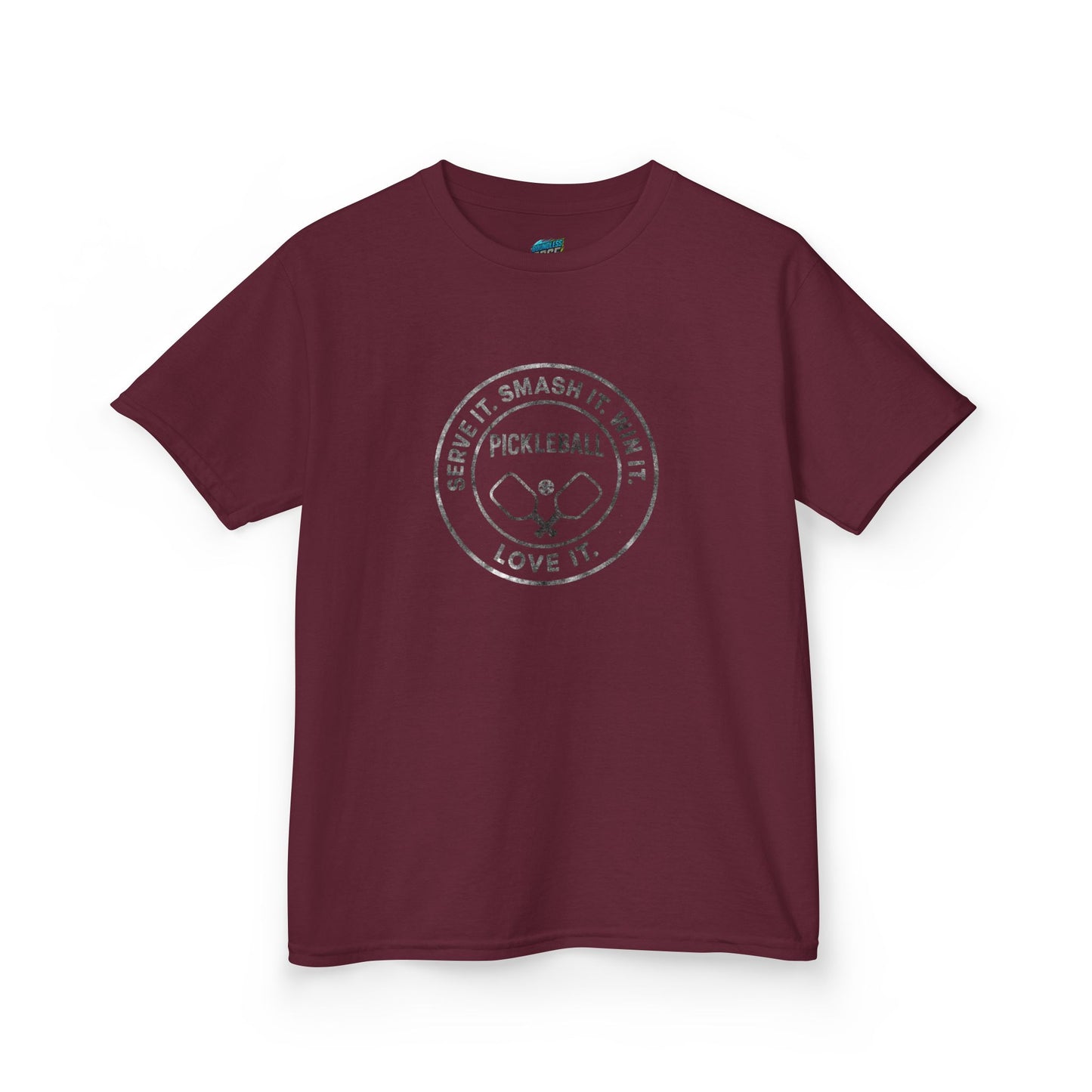 Serve it. Smash it. Win it. Love it. Round Pickleball Girls' Heavy Cotton T-Shirt