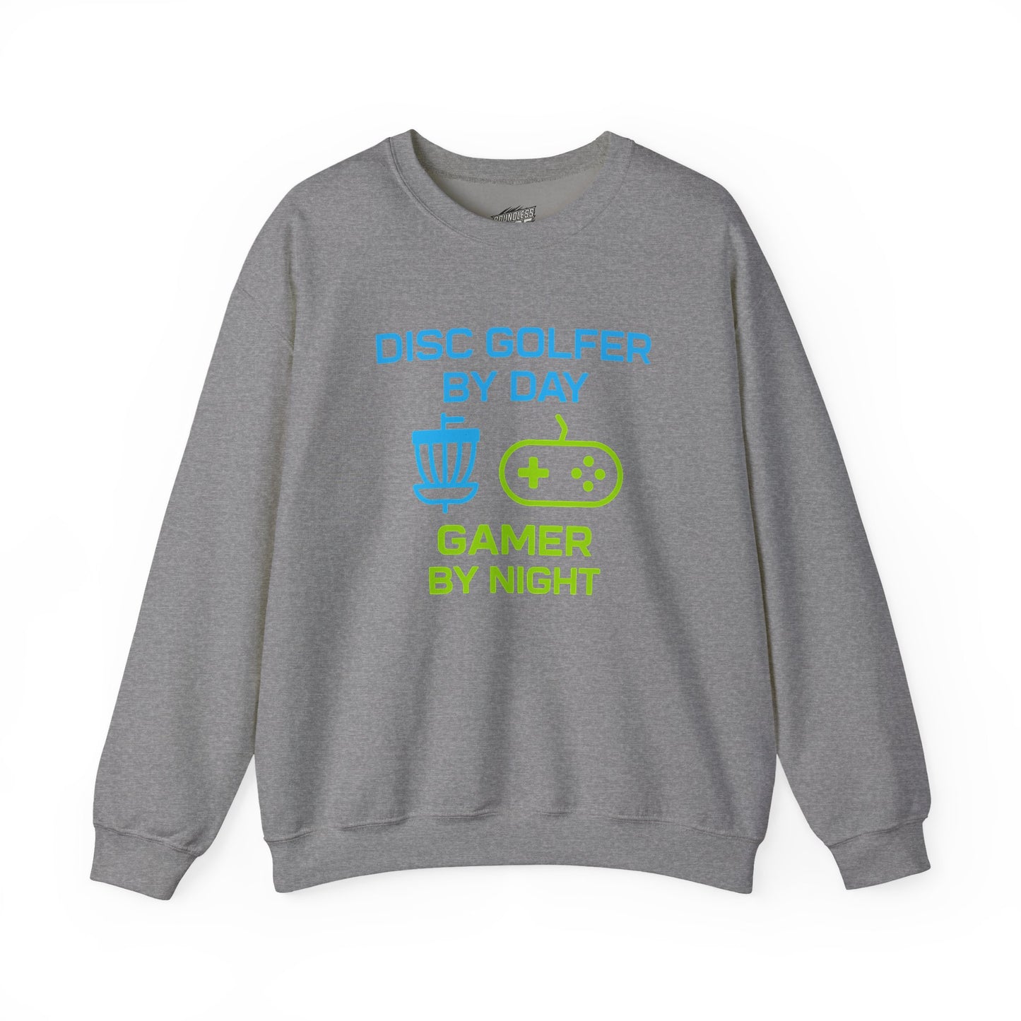 Disc Golfer by Day, Gamer by Night Men's Basic Crewneck Sweatshirt (Classic Fit)