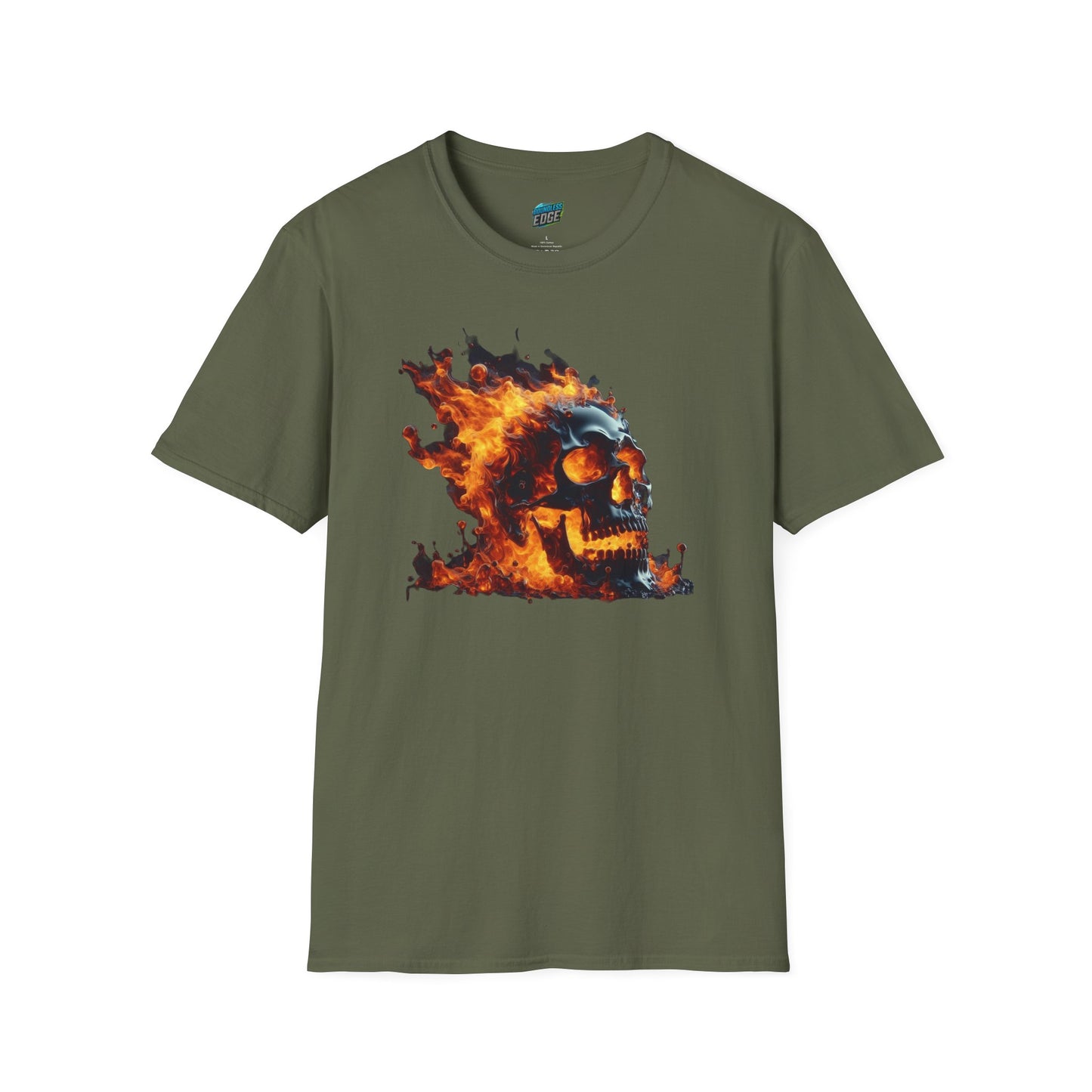 Flaming Skull Horror Men's Basic Softstyle T-Shirt