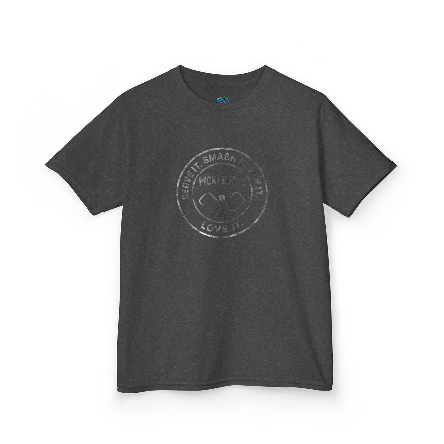 Serve it. Smash it. Win it. Love it. Round Pickleball Girls' Heavy Cotton T-Shirt