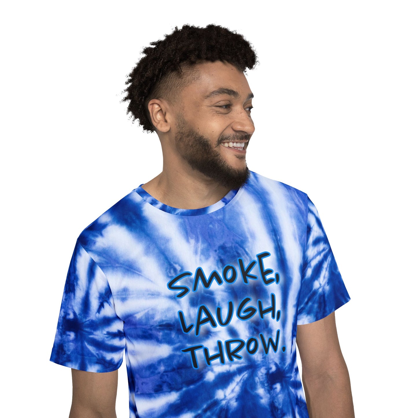 Smoke, Laugh, Throw Tie-Dye Adult Humor Disc Golf Men's Jersey Premium T-Shirt