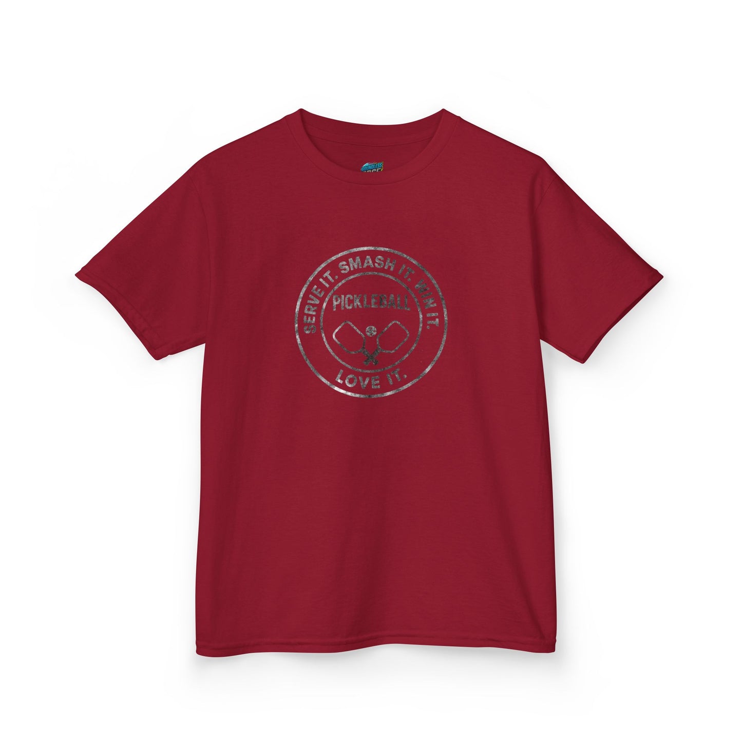 Serve it. Smash it. Win it. Love it. Round Pickleball Girls' Heavy Cotton T-Shirt