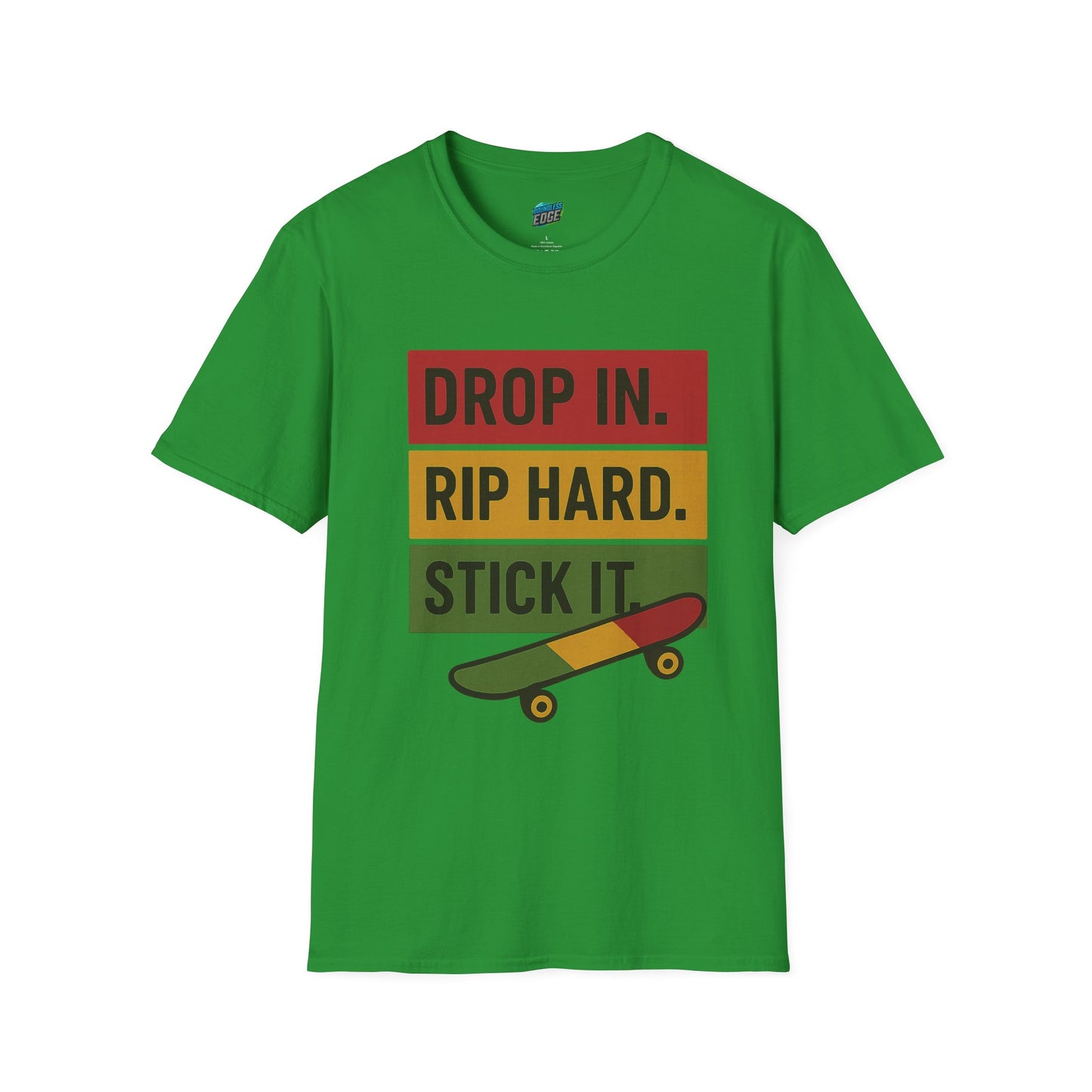 Drop In. Rip Hard. Stick It. Skateboarding Men's Basic T-Shirt