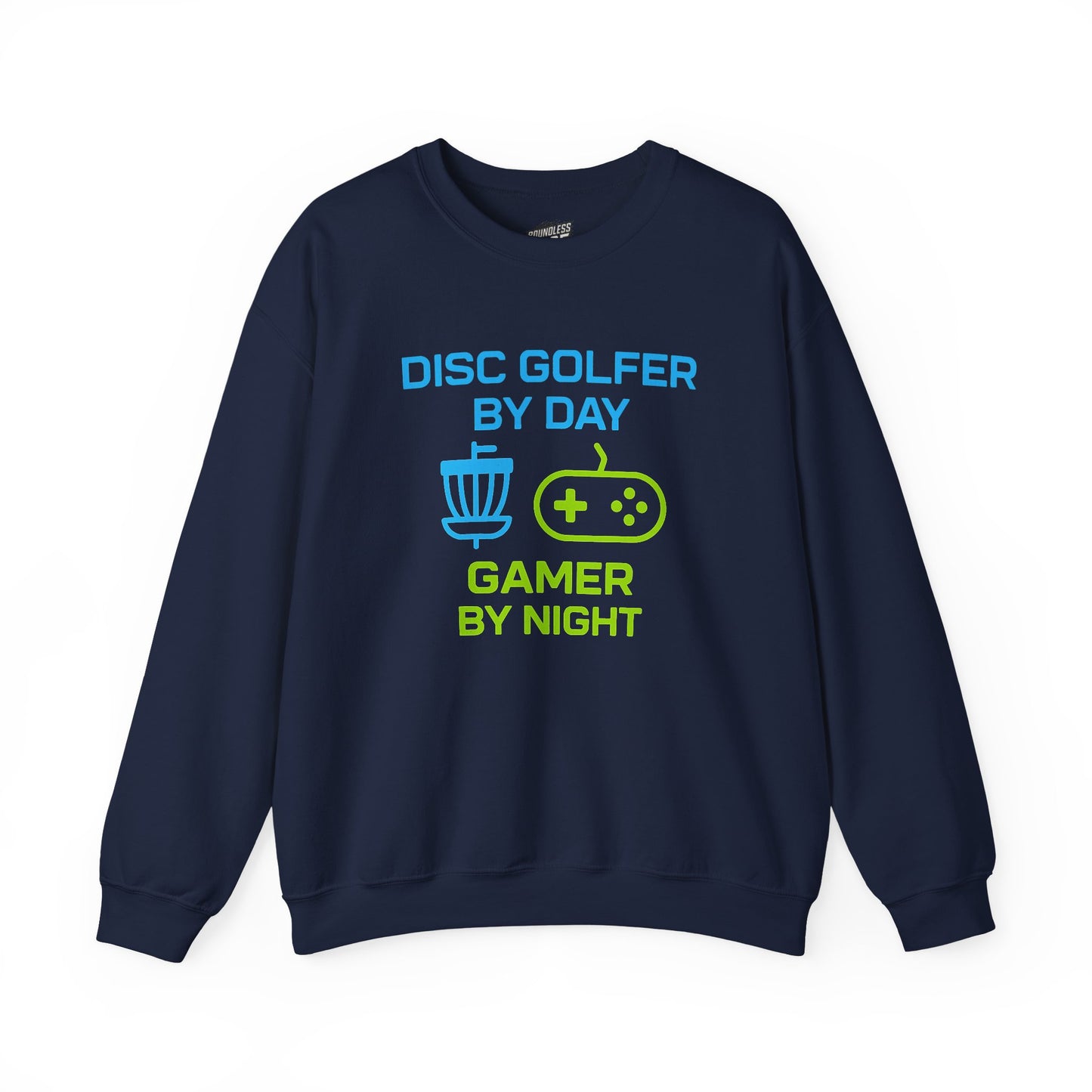 Disc Golfer by Day, Gamer by Night Men's Basic Crewneck Sweatshirt (Classic Fit)