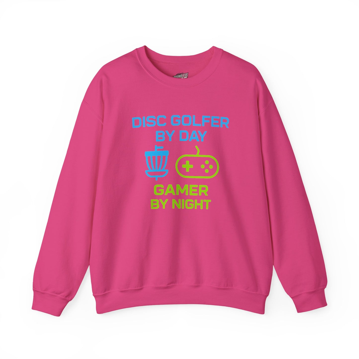 Disc Golfer by Day, Gamer by Night Men's Basic Crewneck Sweatshirt (Classic Fit)