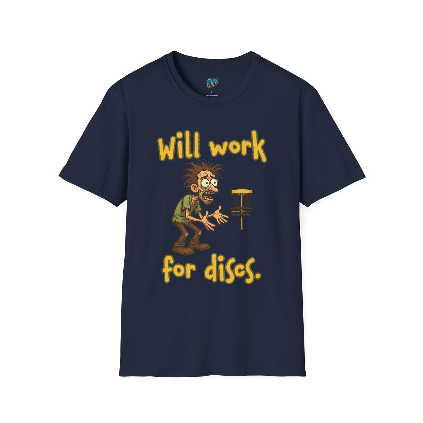 Will Work For Discs Disc Golf Humor Men's Basic T-Shirt