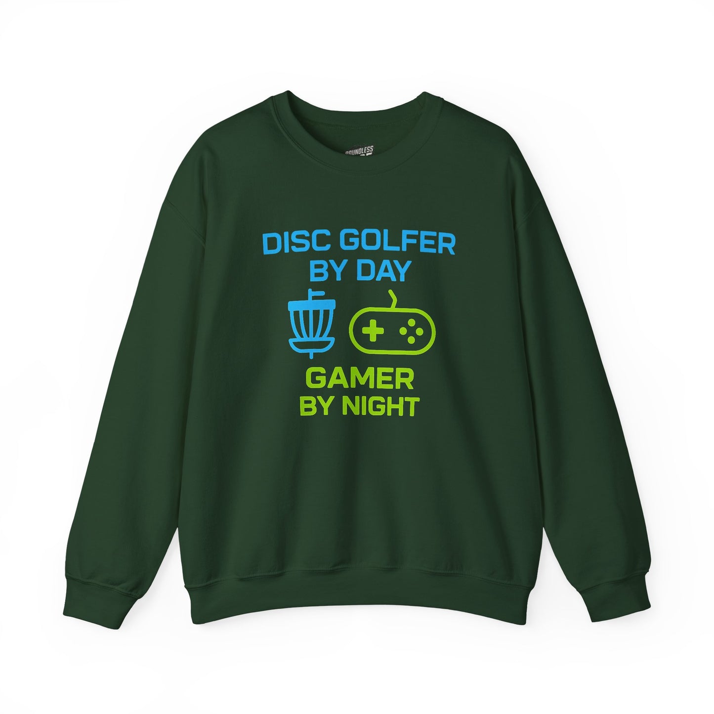 Disc Golfer by Day, Gamer by Night Men's Basic Crewneck Sweatshirt (Classic Fit)