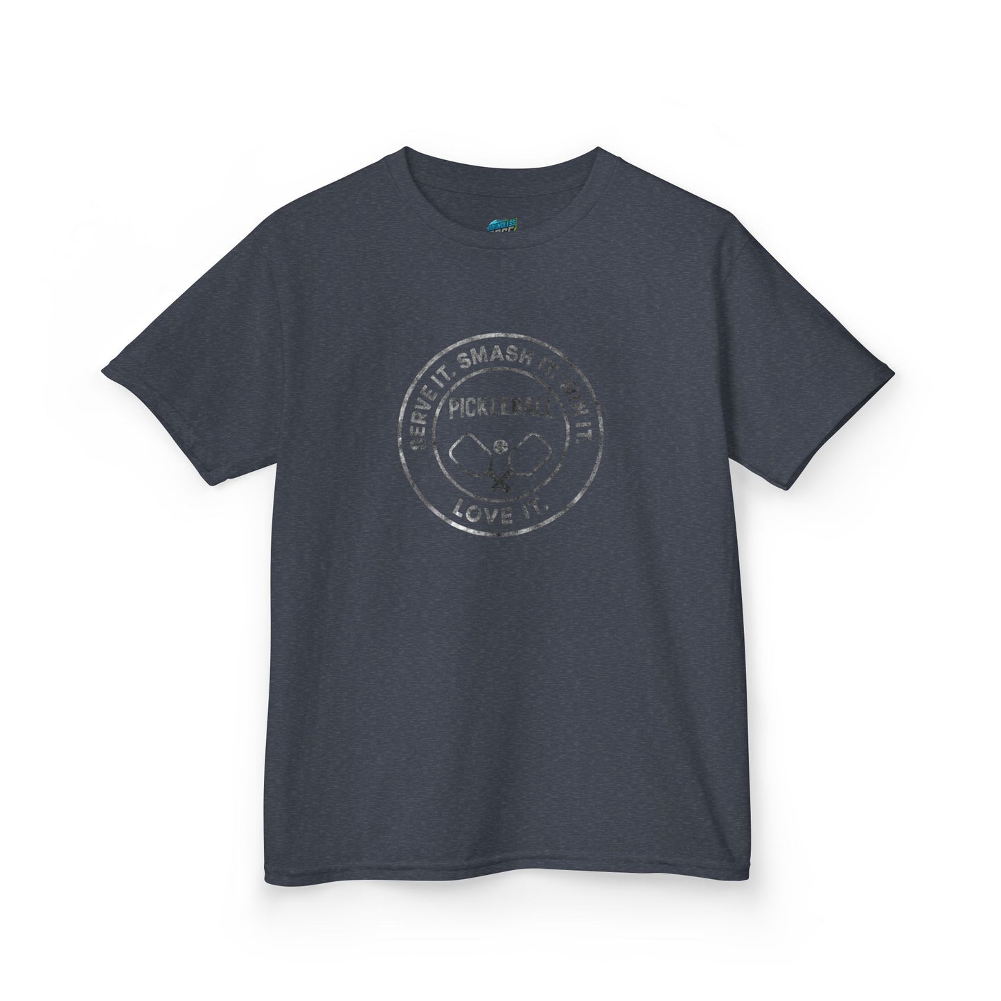 Serve it. Smash it. Win it. Love it. Round Pickleball Girls' Heavy Cotton T-Shirt