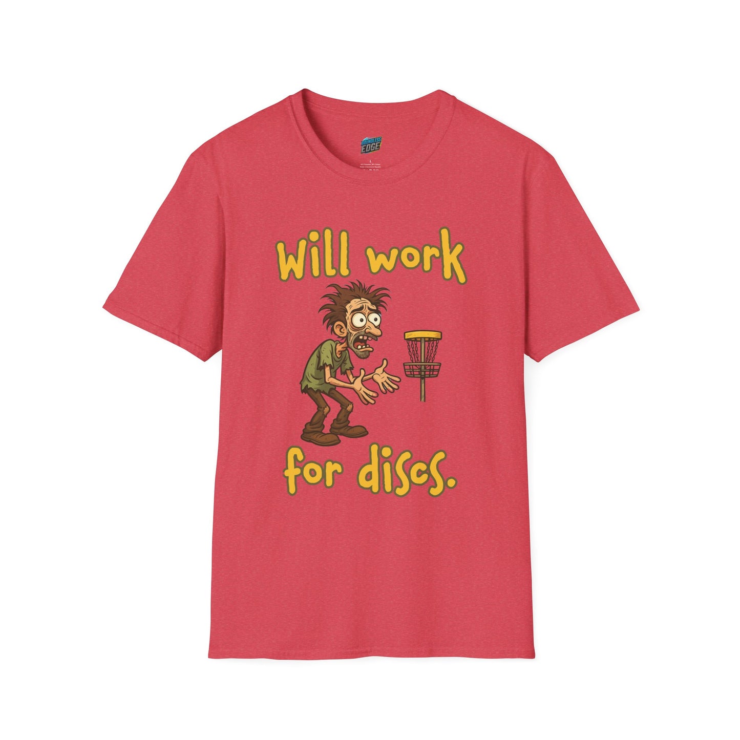 Will Work For Discs Disc Golf Humor Men's Basic T-Shirt