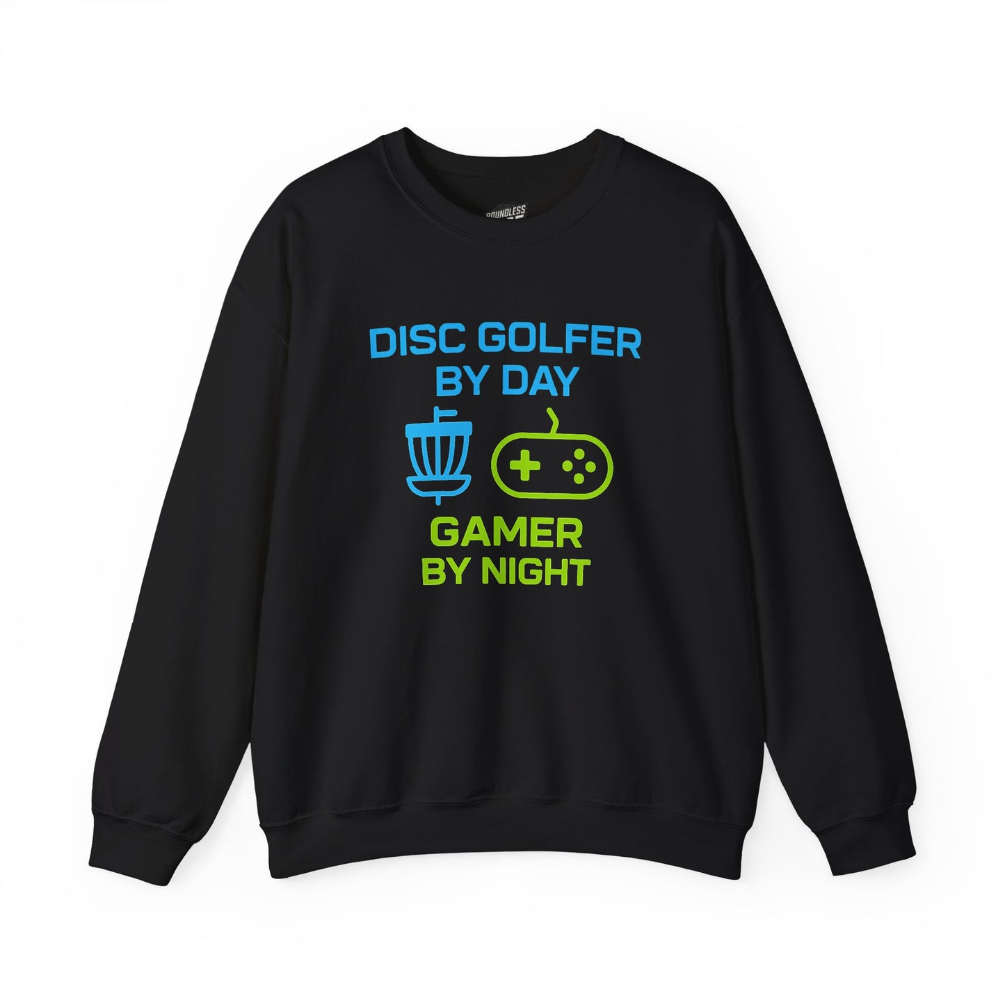 Disc Golfer by Day, Gamer by Night Men's Basic Crewneck Sweatshirt (Classic Fit)