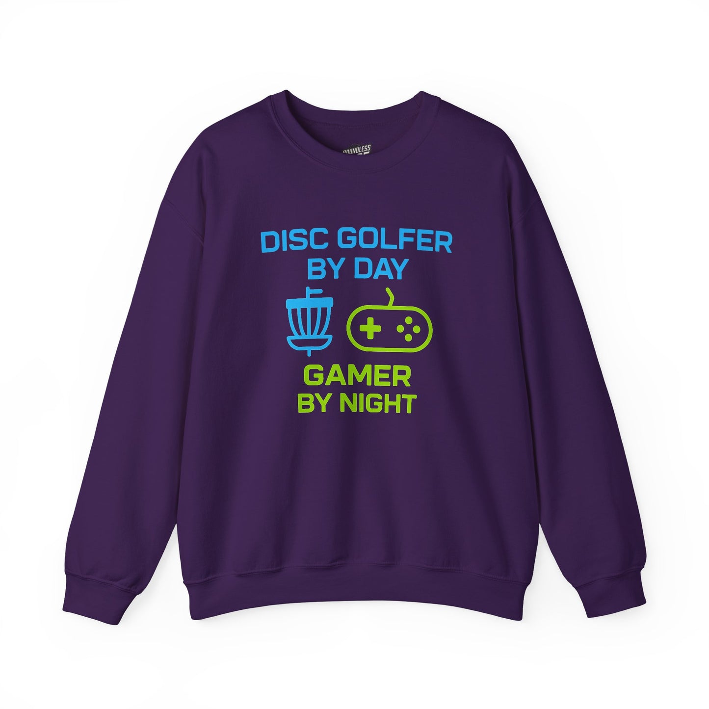 Disc Golfer by Day, Gamer by Night Men's Basic Crewneck Sweatshirt (Classic Fit)