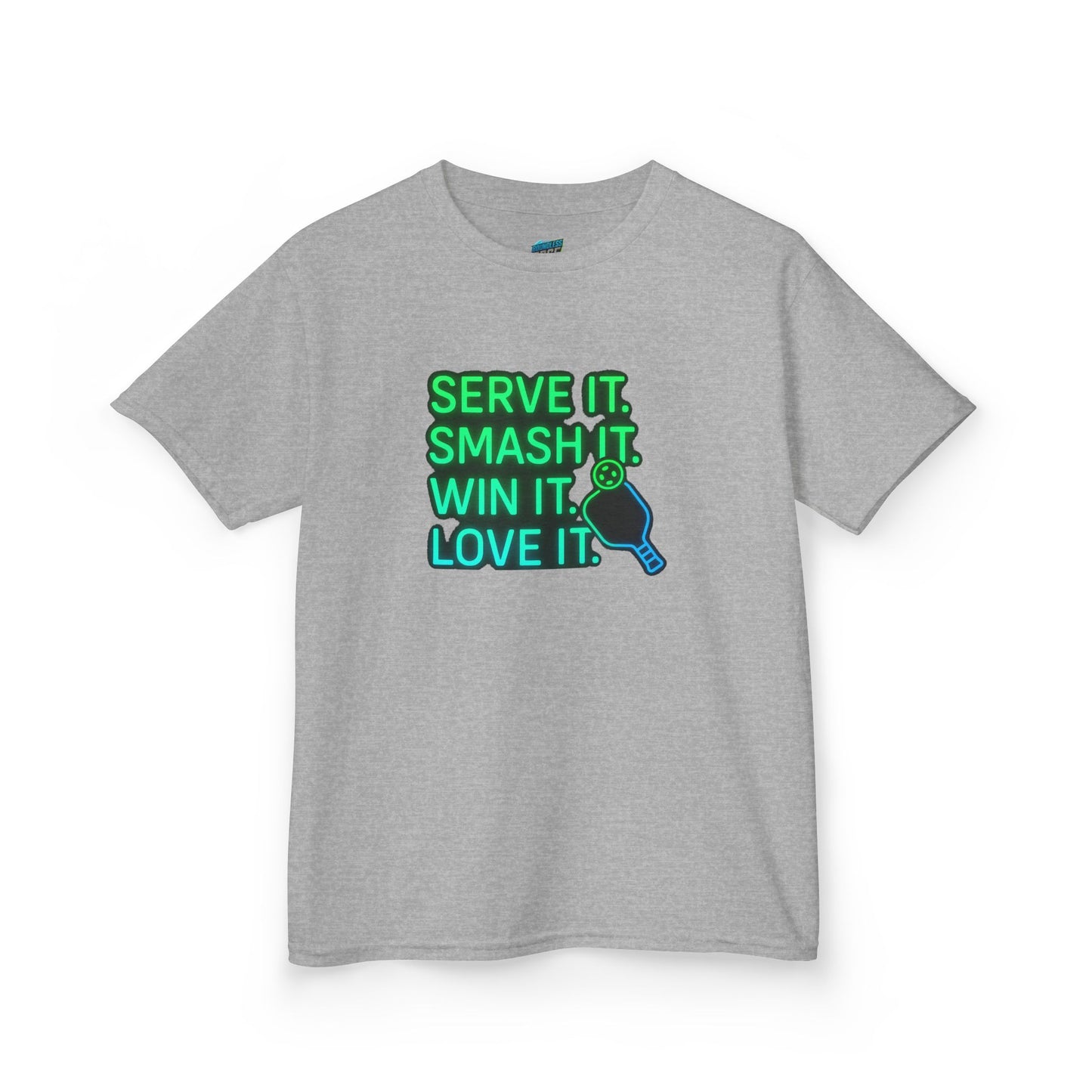 Serve it. Smash it. Win it. Love it. Pickleball Boys' Heavy Cotton T-Shirt