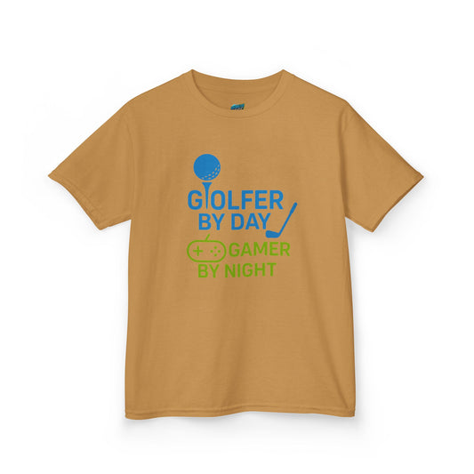 Golfer by Day, Gamer by Night Boys' Heavy Cotton T-Shirt