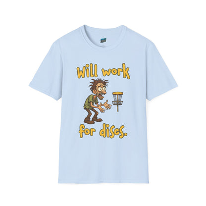 Will Work For Discs Disc Golf Humor Men's Basic T-Shirt