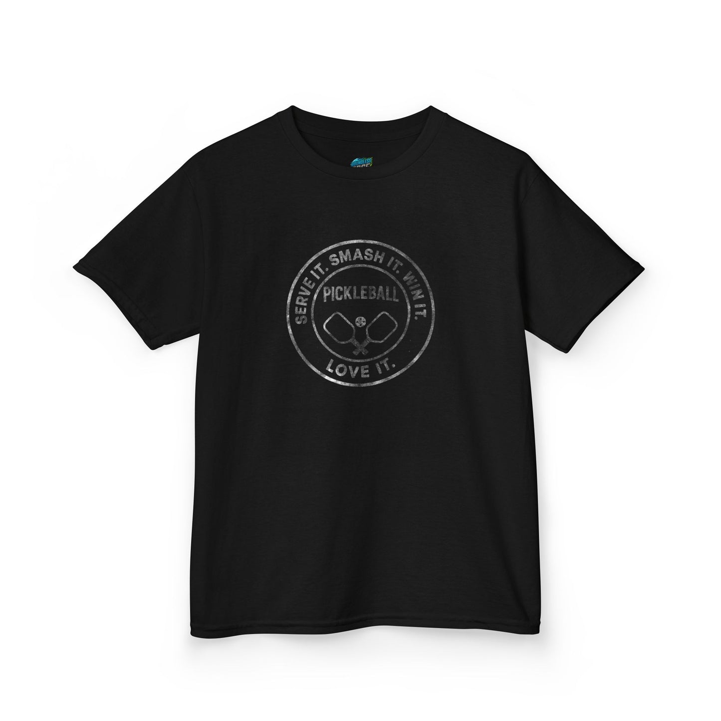 Serve it. Smash it. Win it. Love it. Round Pickleball Girls' Heavy Cotton T-Shirt