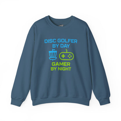 Disc Golfer by Day, Gamer by Night Men's Basic Crewneck Sweatshirt (Classic Fit)