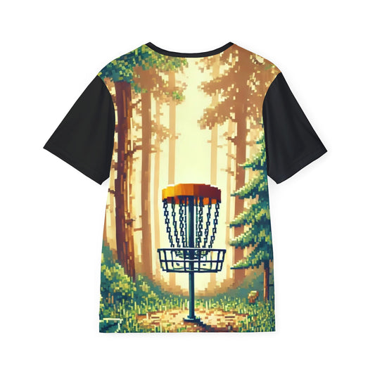 Sasquatch Pixel Art w/Black Sleeves Disc Golf Apparel Men's Sports Jersey by Celestial
