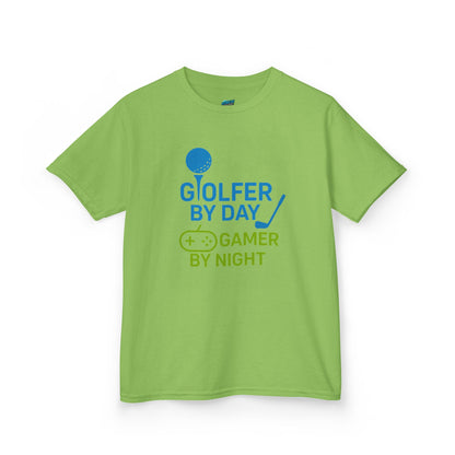 Golfer by Day, Gamer by Night Girls' Heavy Cotton T-Shirt