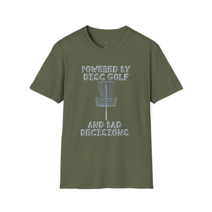Powered By Disc Golf and Bad Decisions Men's Basic T-Shirt