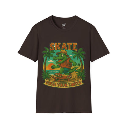Gator Vibes Skateboarding Edition Men's Basic T-Shirt (Push Your Limits)
