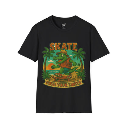 Gator Vibes Skateboarding Edition Men's Basic T-Shirt (Push Your Limits)
