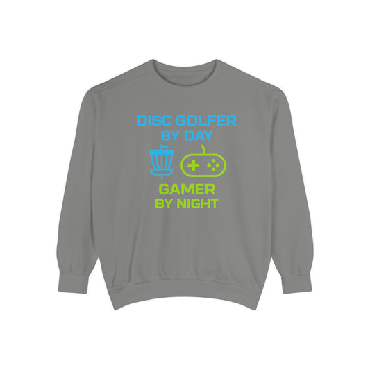Disc Golfer by Day, Gamer by Night Men's Premium Relaxed Fit Crewneck Sweatshirt