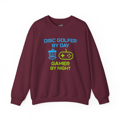 Disc Golfer by Day, Gamer by Night Women's Basic Crewneck Sweatshirt (Classic Fit)