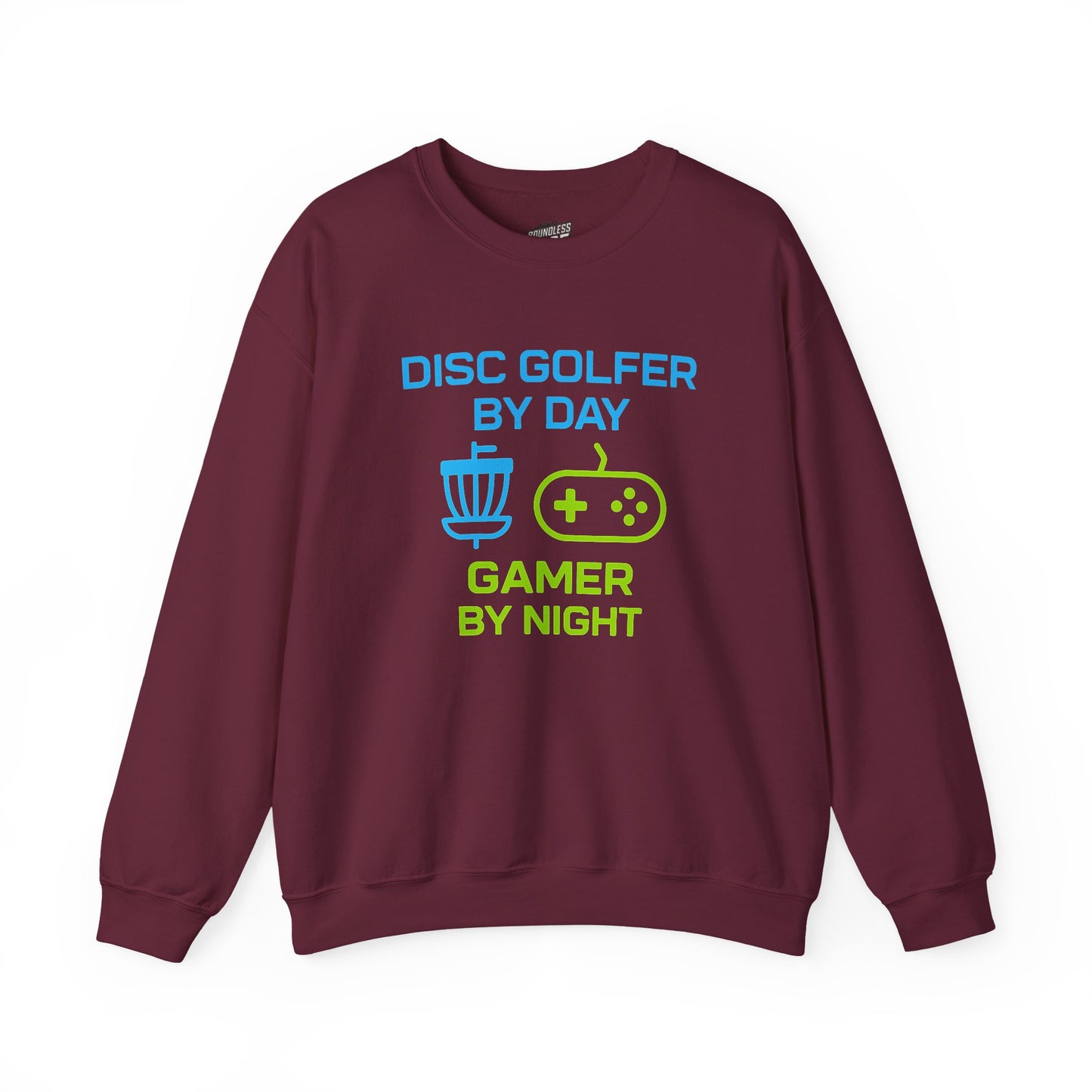 Disc Golfer by Day, Gamer by Night Men's Basic Crewneck Sweatshirt (Classic Fit)