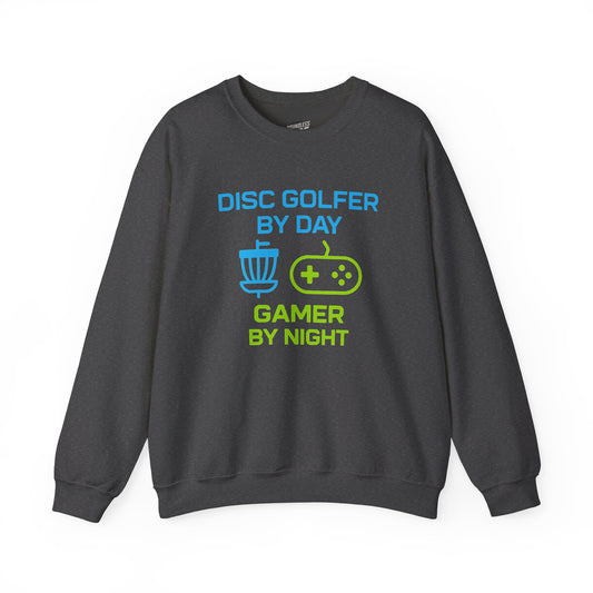 Disc Golfer by Day, Gamer by Night Women's Basic Crewneck Sweatshirt (Classic Fit)