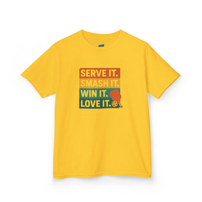 Serve it. Smash it. Win it. Love it. Classic Pickleball Boys' Heavy Cotton T-Shirt