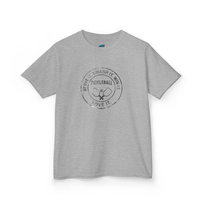 Serve it. Smash it. Win it. Love it. Round Pickleball Boys' Heavy Cotton T-Shirt
