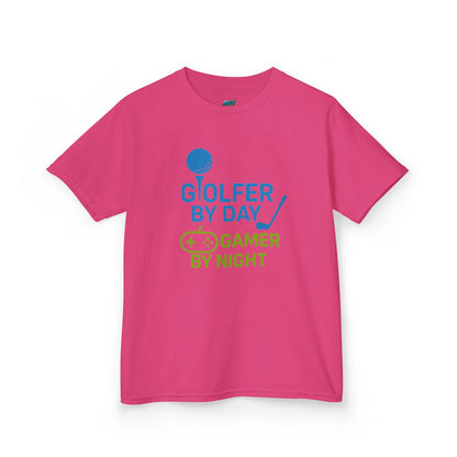 Golfer by Day, Gamer by Night Boys' Heavy Cotton T-Shirt