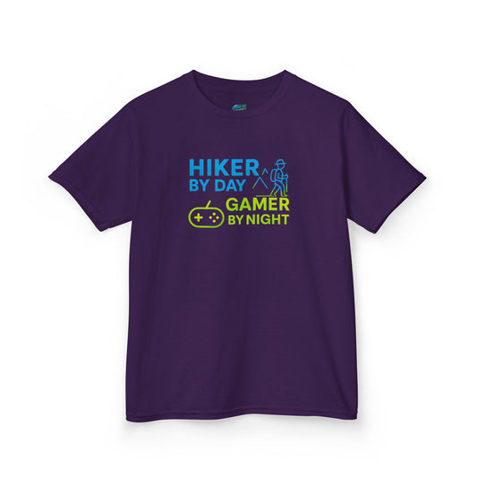 Hiker by Day, Gamer by Night Hiking Girls' Heavy Cotton T-Shirt