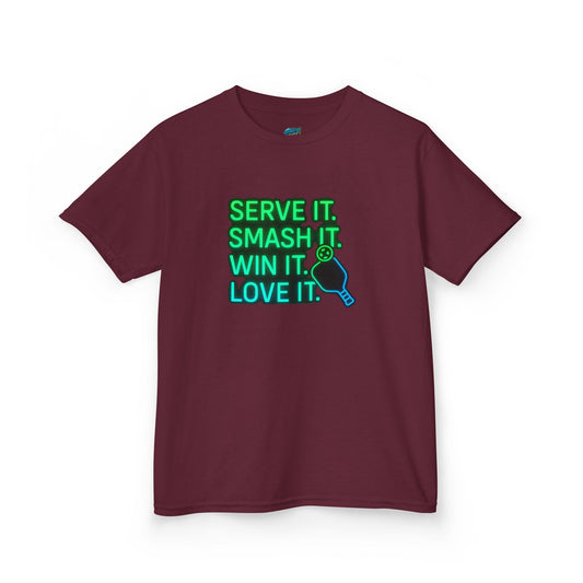 Serve it. Smash it. Win it. Love it. Pickleball Girls' Heavy Cotton T-Shirt
