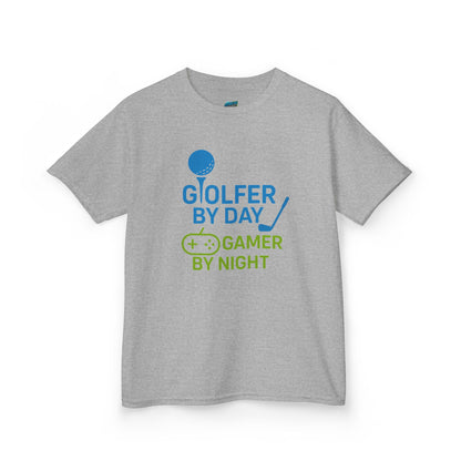 Golfer by Day, Gamer by Night Girls' Heavy Cotton T-Shirt