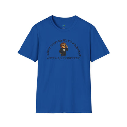 I Don’t Trust My Wife’s Judgement Tuxedo Lion Humor Men's Basic T-Shirt