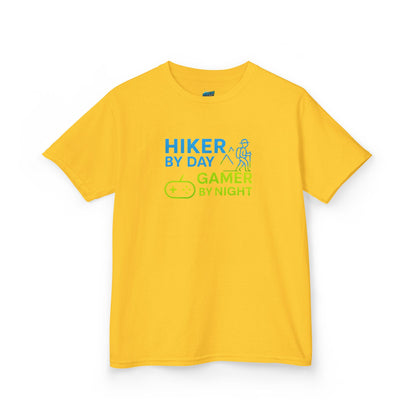 Hiker by Day, Gamer by Night Hiking Girls' Heavy Cotton T-Shirt