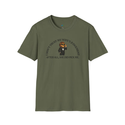 I Don’t Trust My Wife’s Judgement Tuxedo Lion Humor Men's Basic T-Shirt