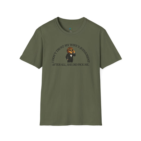 I Don’t Trust My Wife’s Judgement Tuxedo Lion Humor Men's Basic T-Shirt