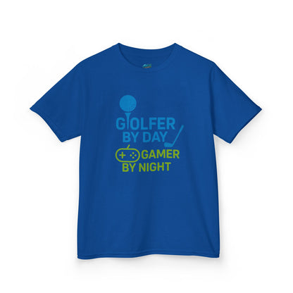 Golfer by Day, Gamer by Night Girls' Heavy Cotton T-Shirt