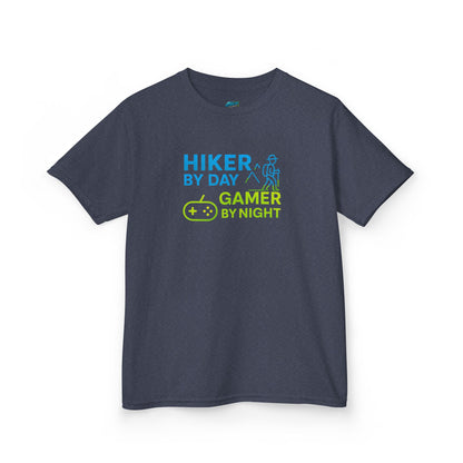 Hiker by Day, Gamer by Night Hiking Girls' Heavy Cotton T-Shirt